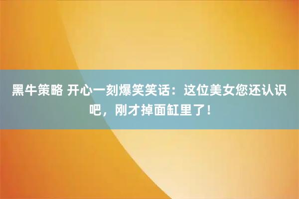 黑牛策略 开心一刻爆笑笑话：这位美女您还认识吧，刚才掉面缸里了！